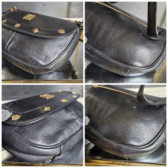 Authentic MCM Saddle Leather Flap Shoulder Bag Black - Picture 7 of 14